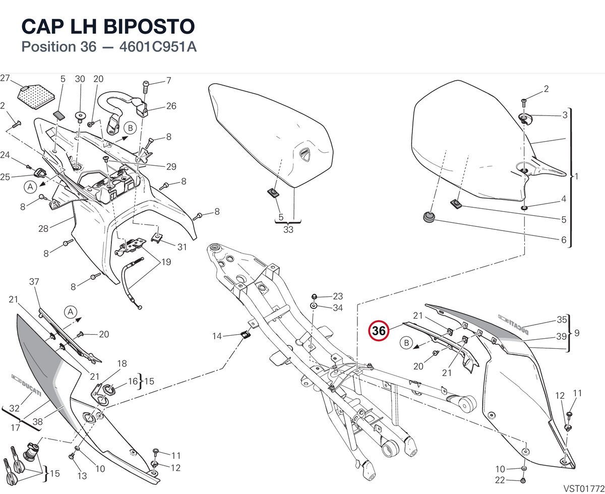 CAP LH BIPOSTO 4601C951A diagram position