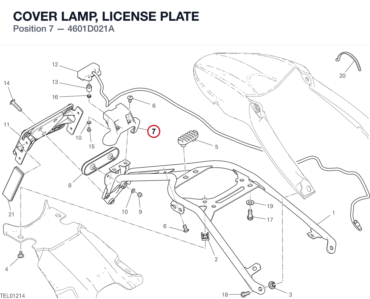 COVER LAMP, LICENSE PLATE 4601D021A diagram position