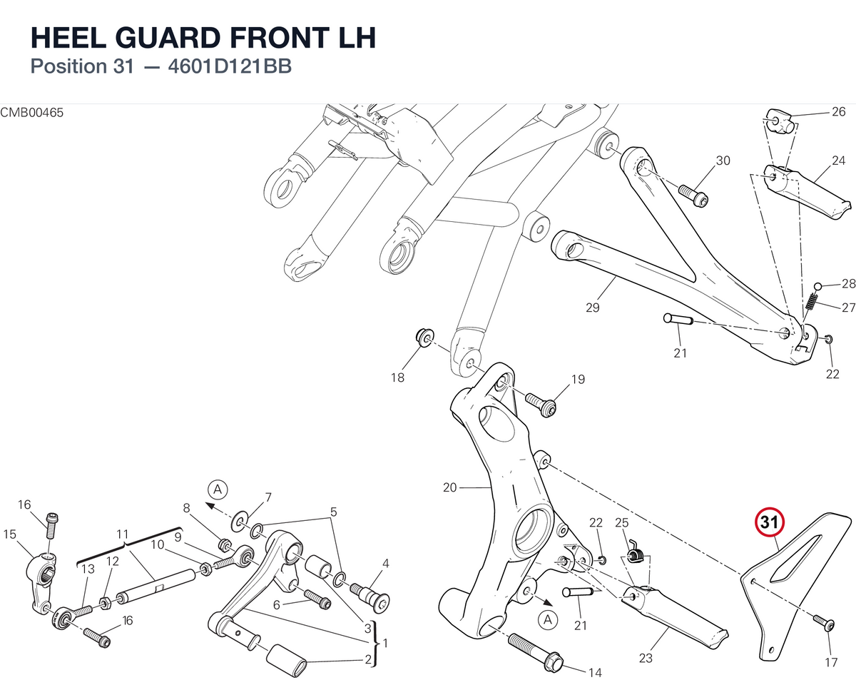 HEEL GUARD FRONT LH 4601D121BB diagram position