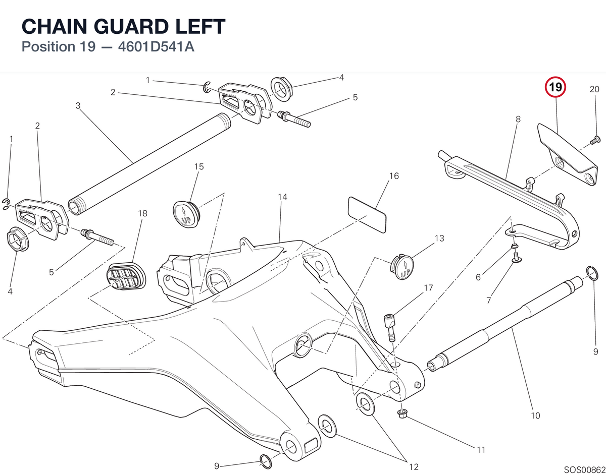 CHAIN GUARD LEFT 4601D541A diagram position