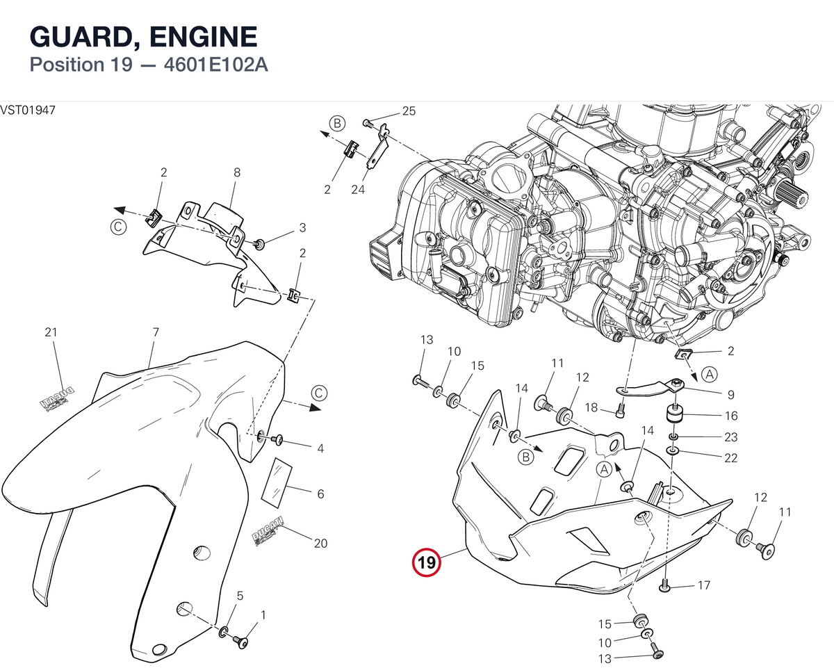 GUARD, ENGINE 4601E102A diagram position