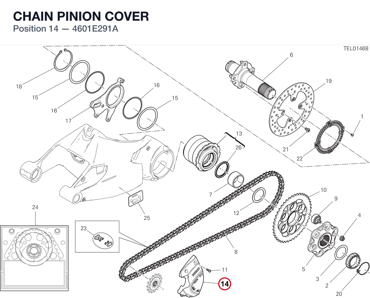 CHAIN PINION COVER 4601E291A diagram position