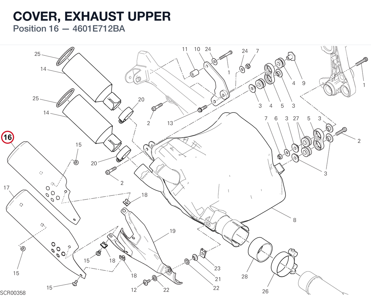 COVER, EXHAUST UPPER 4601E712BA diagram position