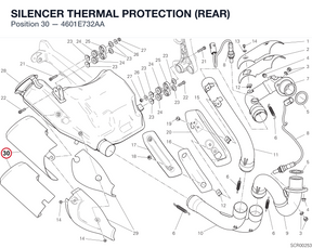 SILENCER THERMAL PROTECTION (REAR) 4601E732AA diagram position