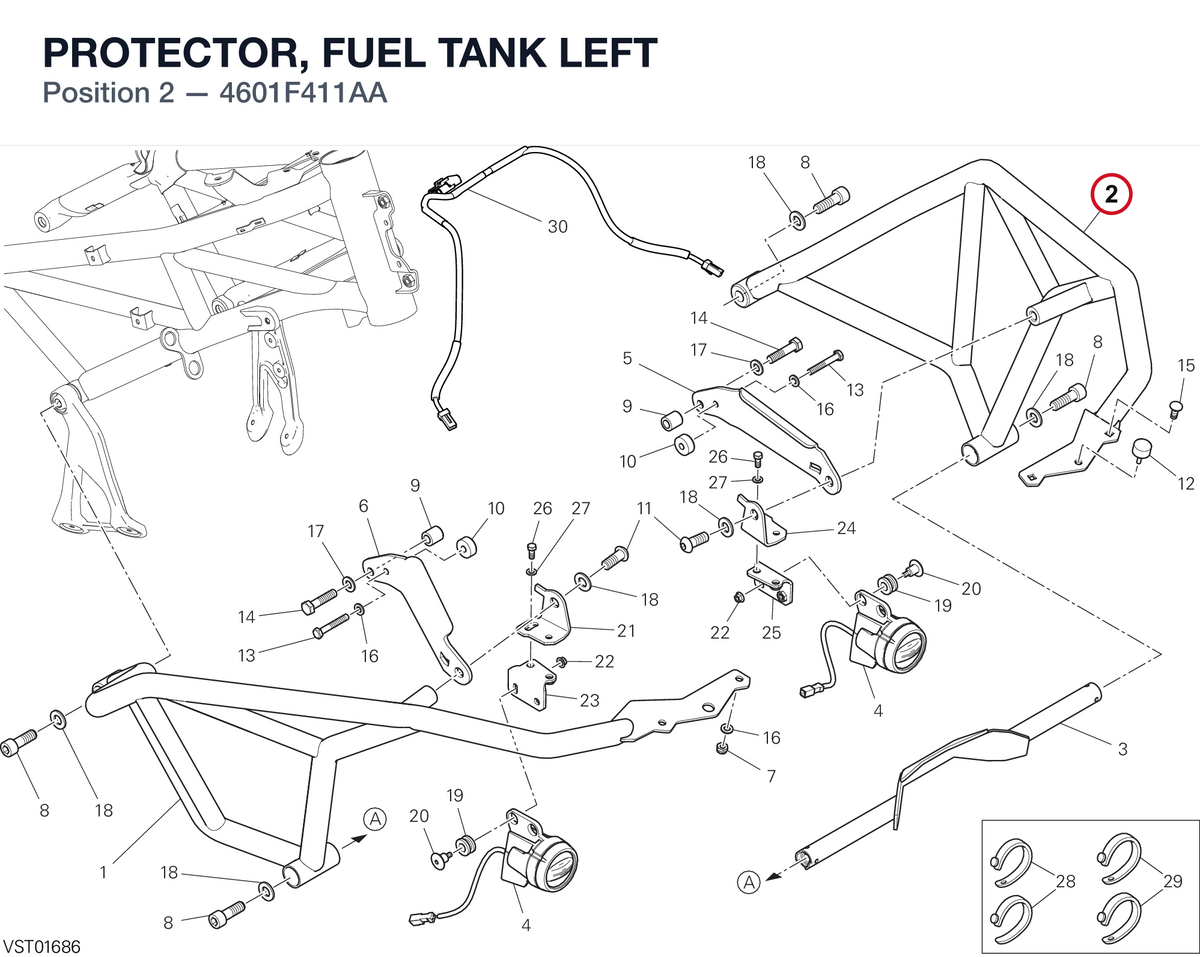 PROTECTOR, FUEL TANK LEFT 4601F411AA diagram position