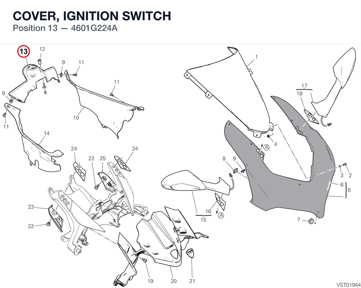 COVER, IGNITION SWITCH 4601G224A diagram position