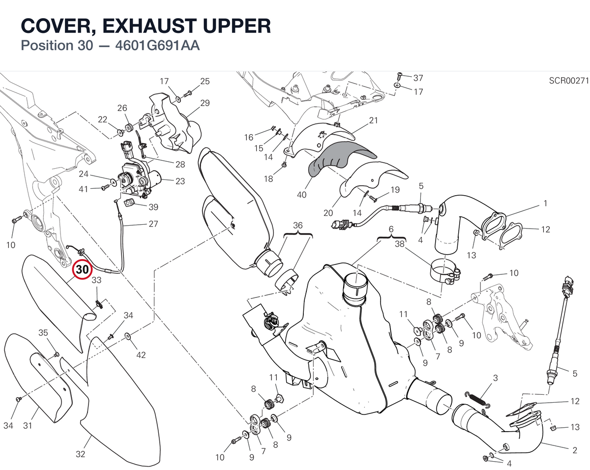 COVER, EXHAUST UPPER 4601G691AA diagram position