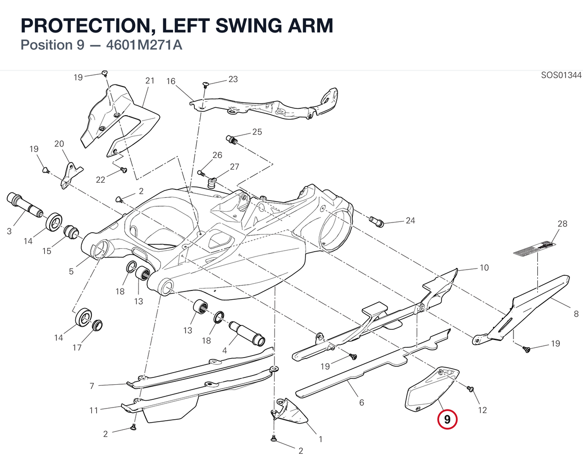 PROTECTION, LEFT SWING ARM 4601M271A diagram position