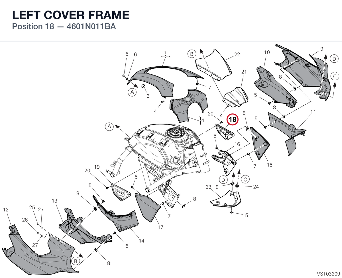LEFT COVER FRAME 4601N011BA diagram position