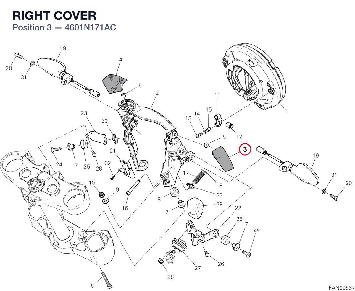 RIGHT COVER 4601N171AC diagram position
