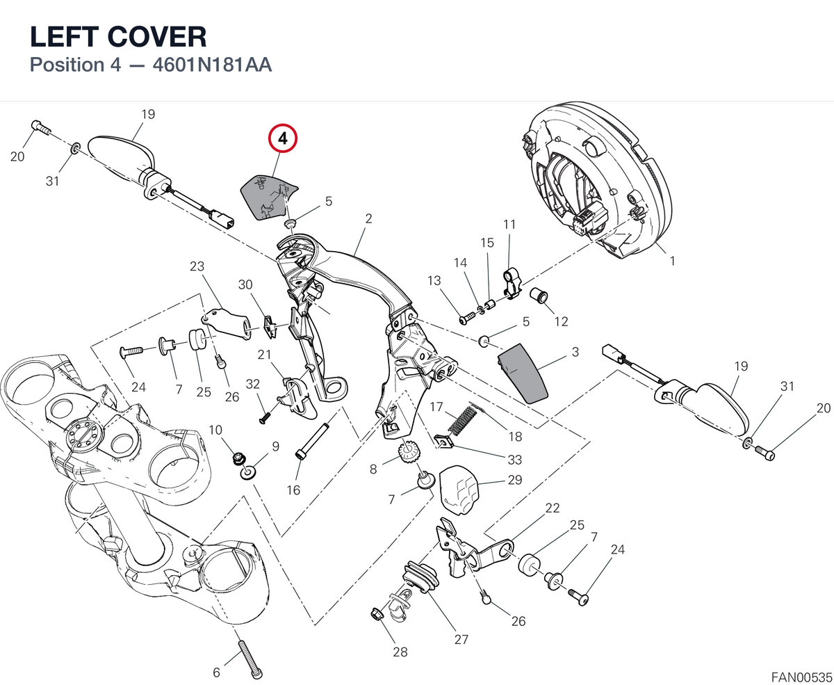 LEFT COVER 4601N181AA diagram position