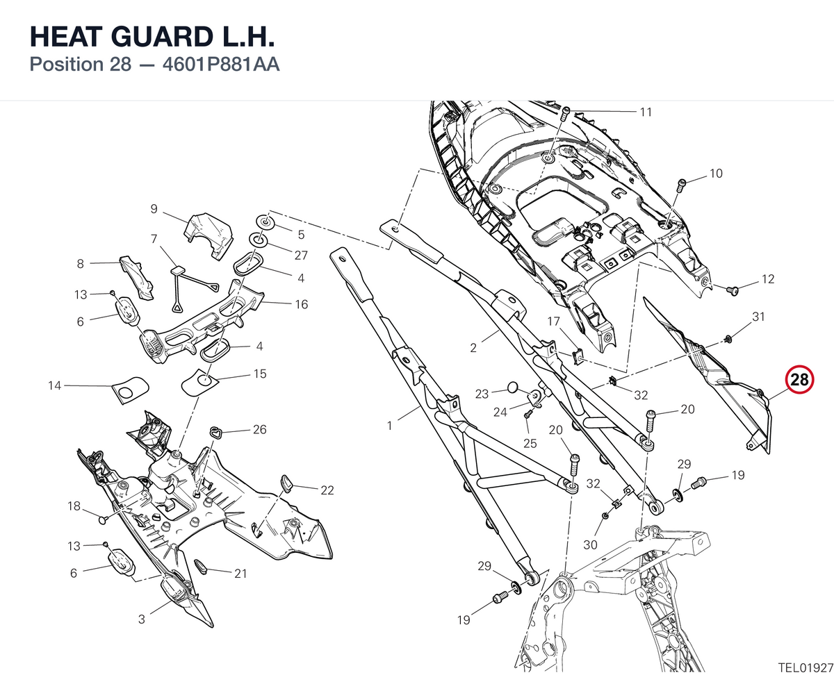 HEAT GUARD L.H. 4601P881AA diagram position