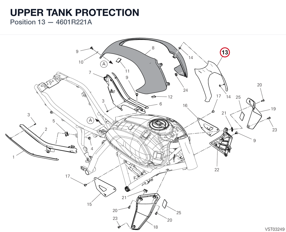 UPPER TANK PROTECTION 4601R221A diagram position