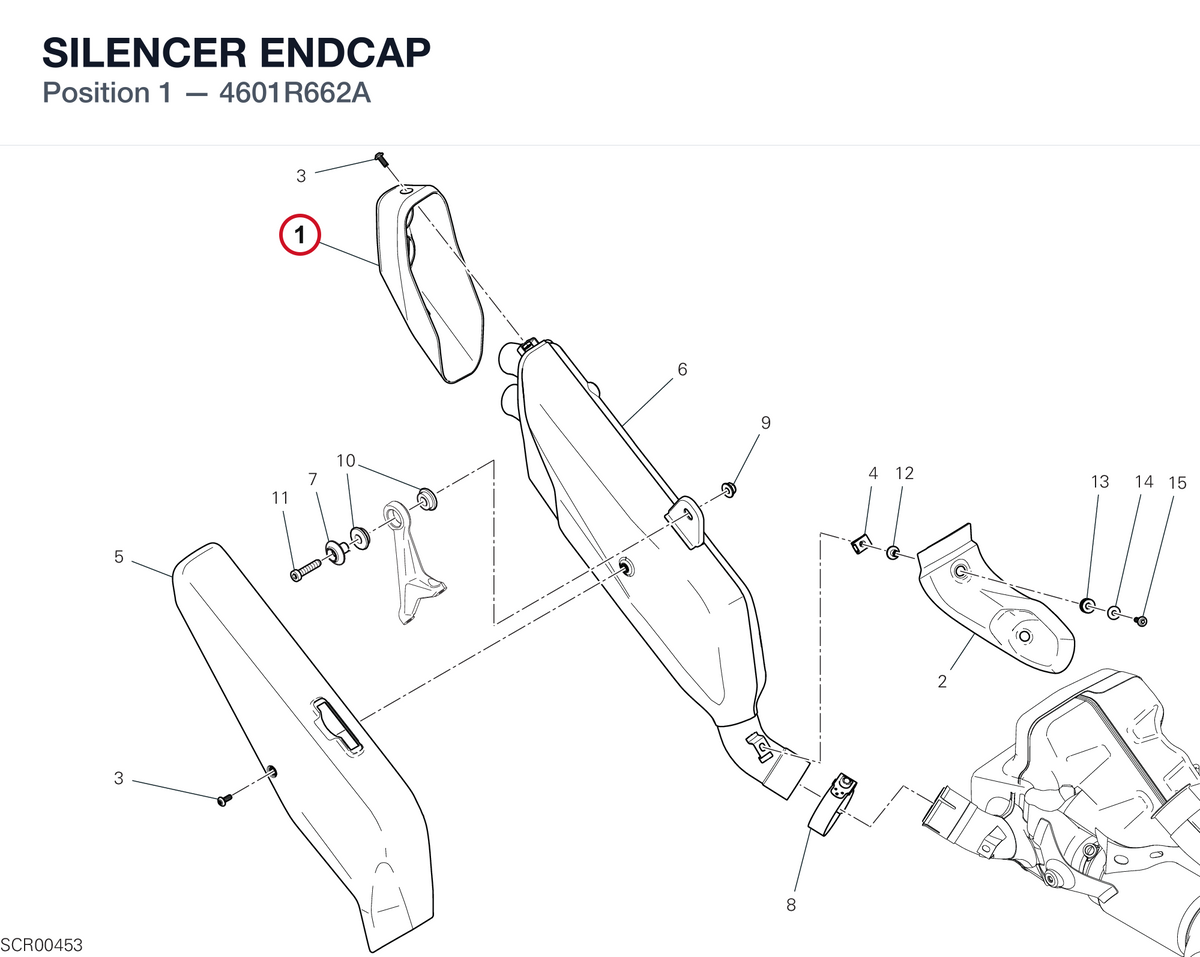 SILENCER ENDCAP 4601R662A diagram position