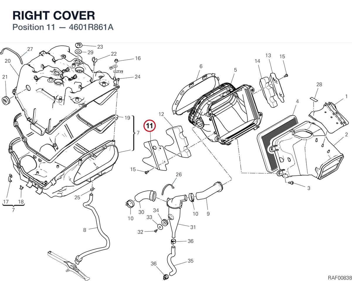 RIGHT COVER 4601R861A diagram position