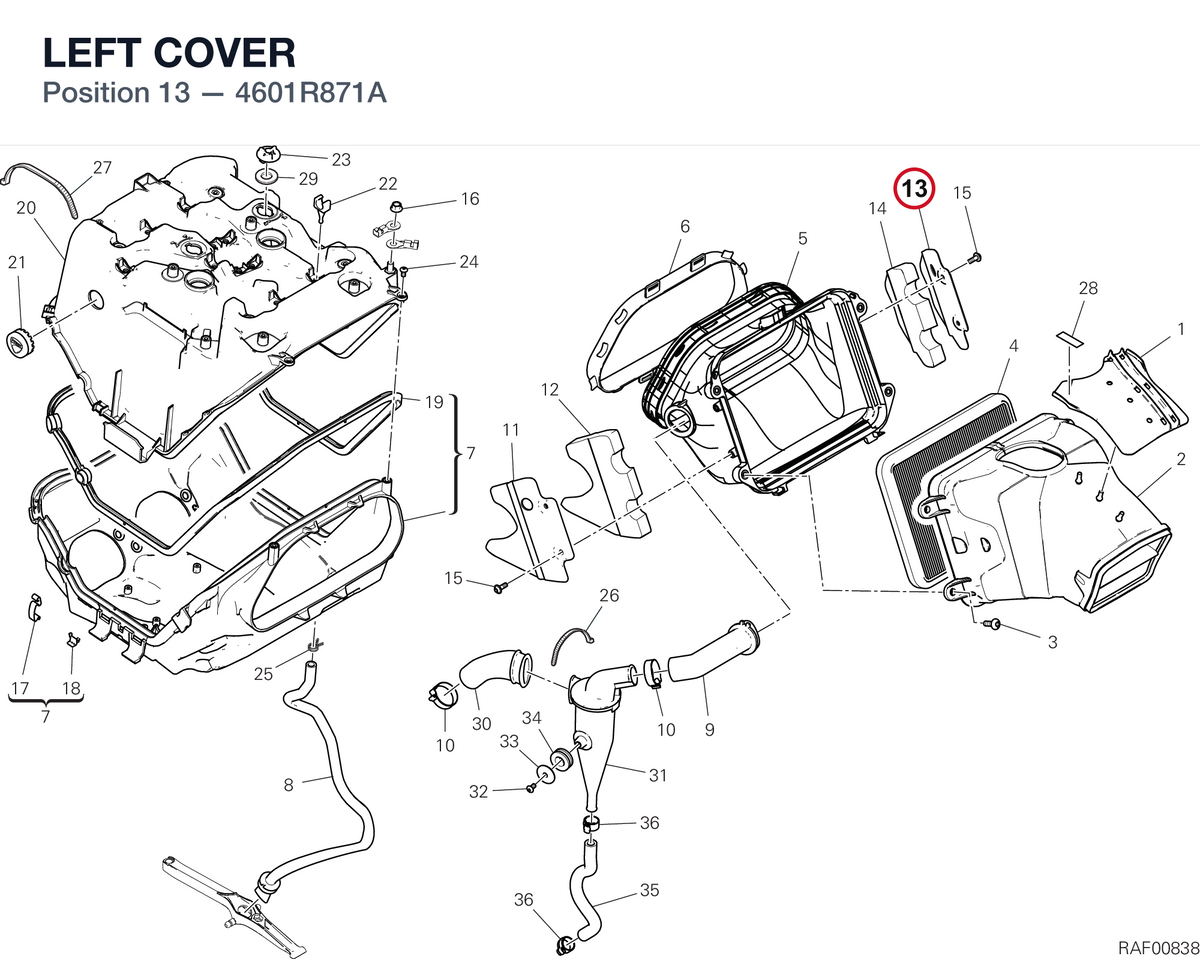 LEFT COVER 4601R871A diagram position