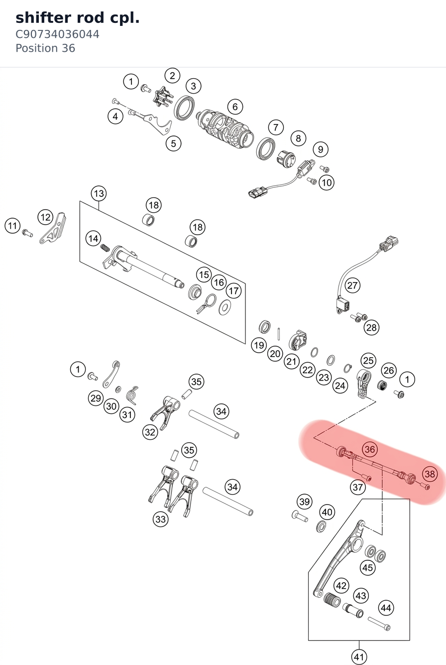 Diagram preview: shifter rod cpl. (C90734036044)