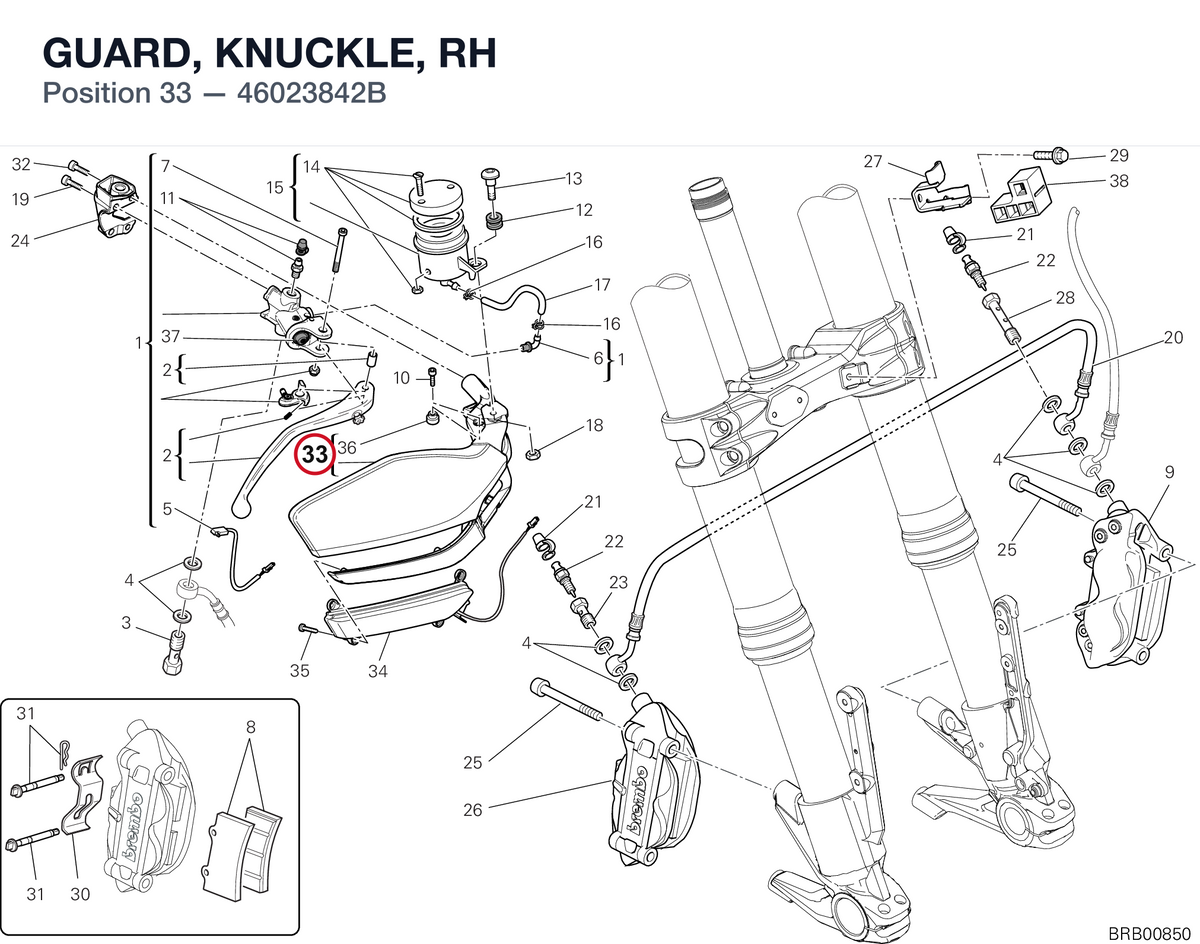 GUARD, KNUCKLE, RH 46023842B diagram position