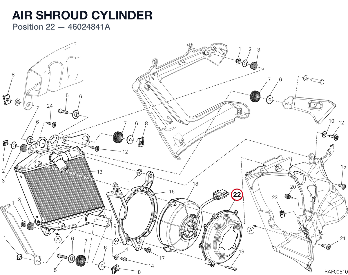 AIR SHROUD CYLINDER 46024841A diagram position