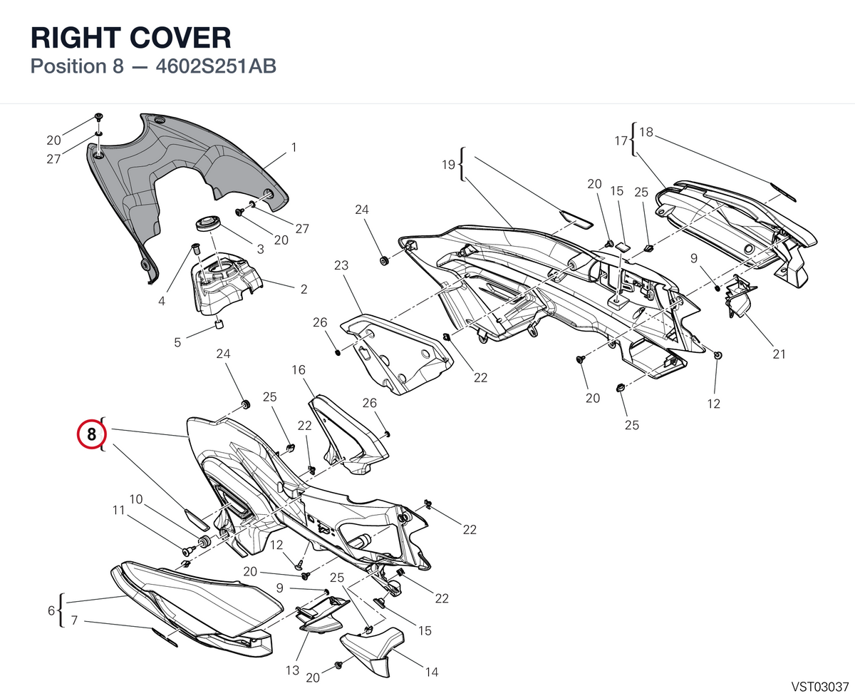 RIGHT COVER 4602S251AB diagram position