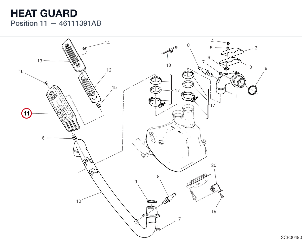 HEAT GUARD 46111391AB diagram position