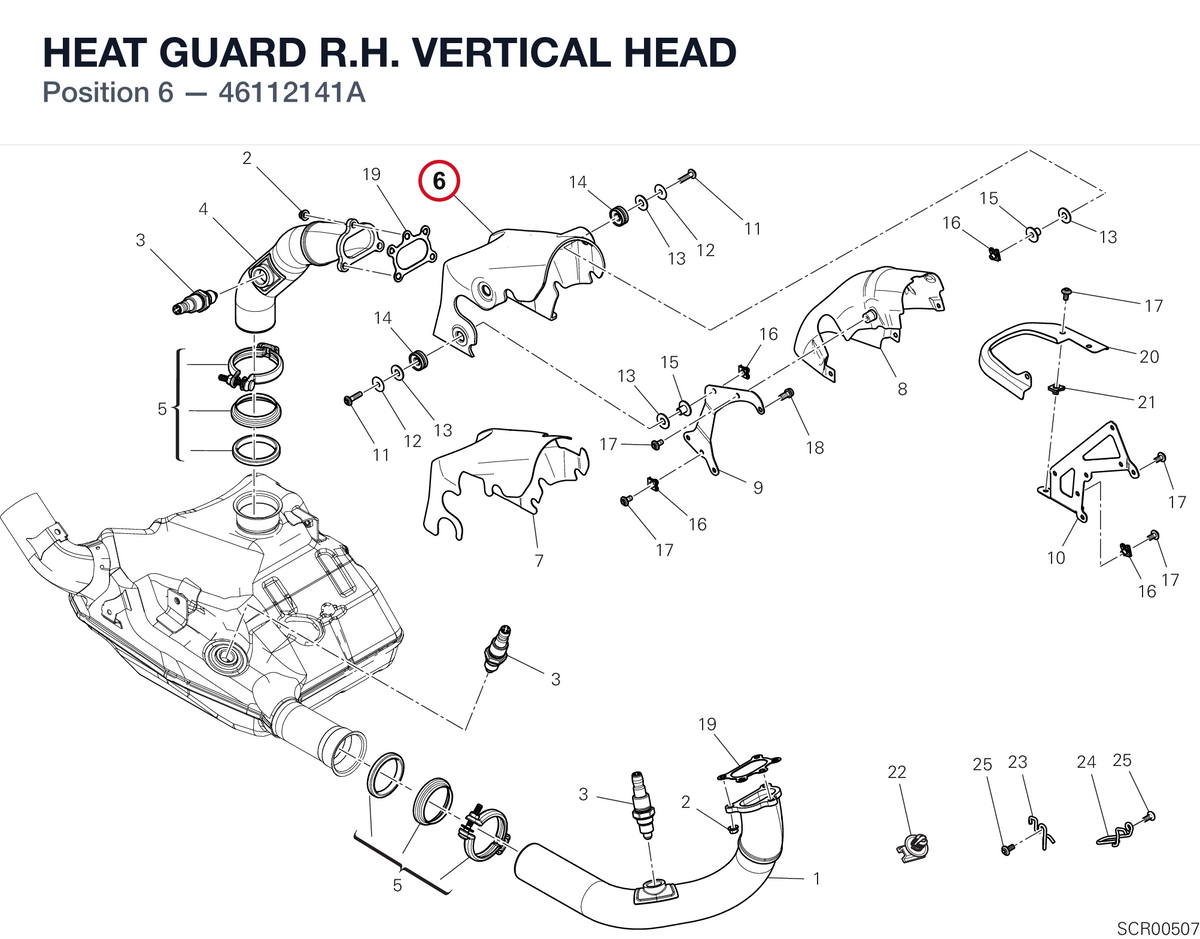 HEAT GUARD R.H. VERTICAL HEAD 46112141A diagram position
