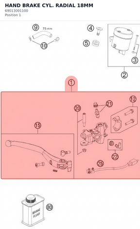 Diagram preview: HAND BRAKE CYL. RADIAL 18MM (69013001100)