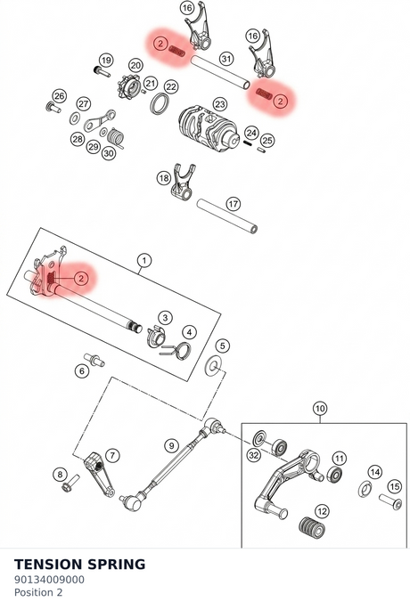 Diagram preview: TENSION SPRING (90134009000)