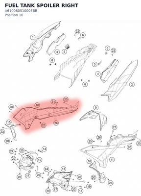 Diagram preview: FUEL TANK SPOILER RIGHT (A61008051000EBB)
