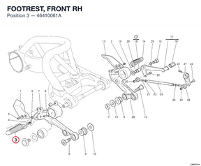 FOOTREST, FRONT RH 46410061A diagram position