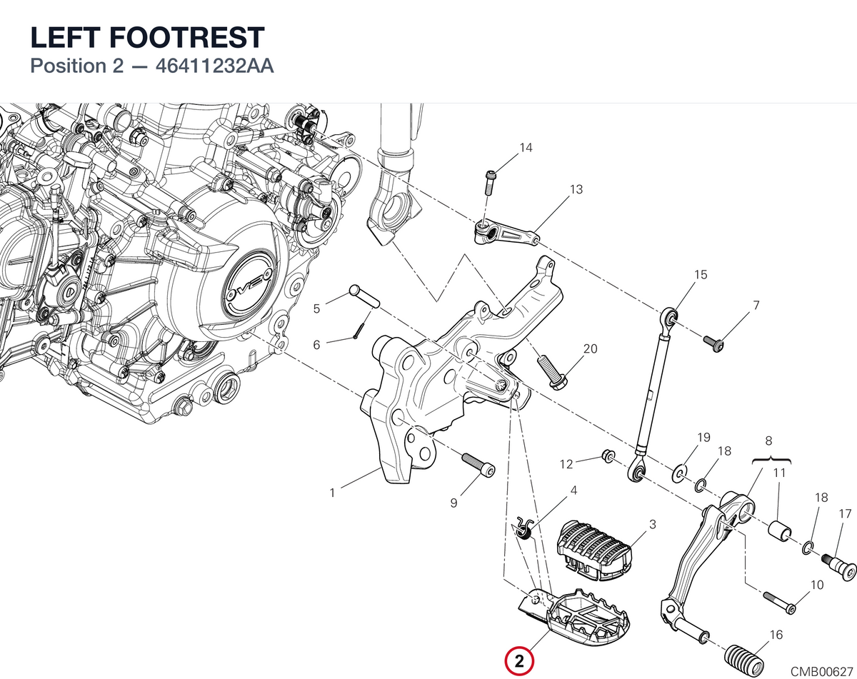 LEFT FOOTREST 46411232AA diagram position
