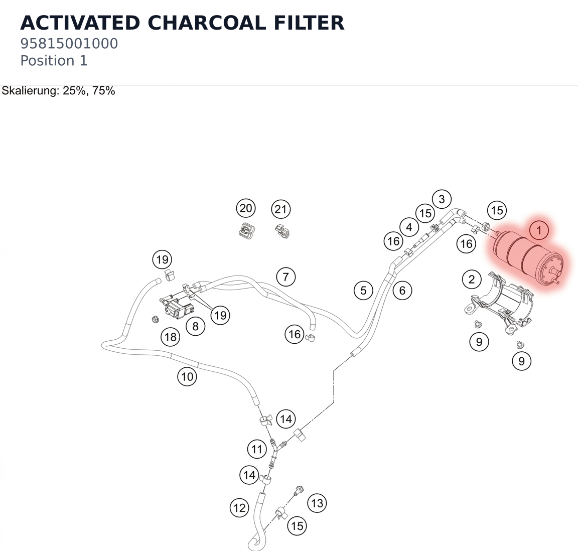 Diagram preview: ACTIVATED CHARCOAL FILTER (95815001000)
