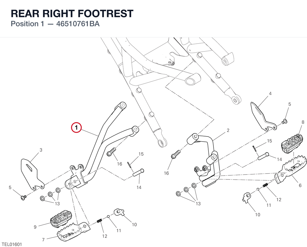 REAR RIGHT FOOTREST 46510761BA diagram position