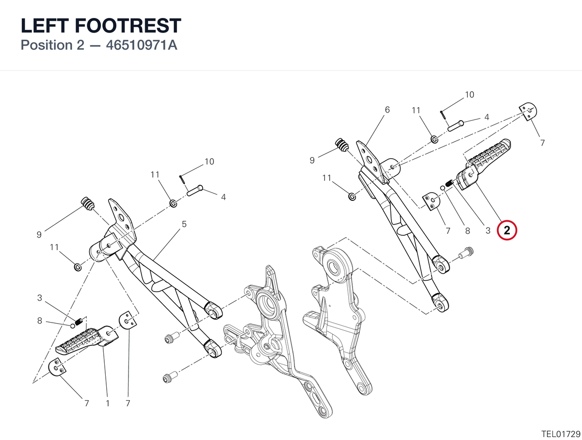 LEFT FOOTREST 46510971A diagram position