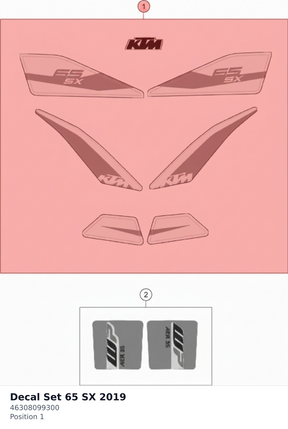 Diagram preview: Decal Set 65 SX 2019 (46308099300)