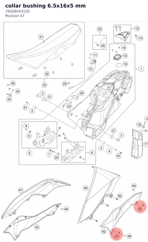 Diagram preview: collar bushing 6.5x16x5 mm (76508043150)
