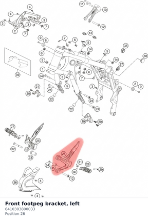 Diagram preview: Front footpeg bracket, left (6410303800033)