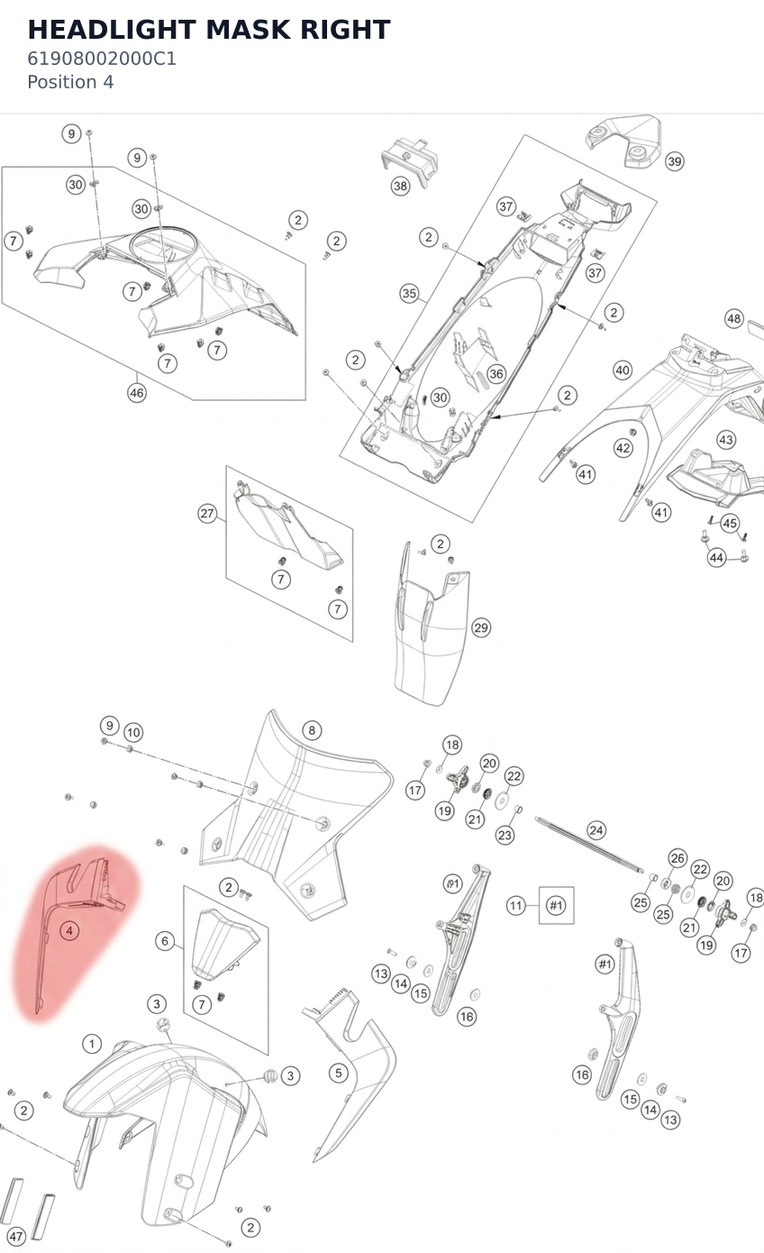 Diagram preview: HEADLIGHT MASK RIGHT (61908002000C1)