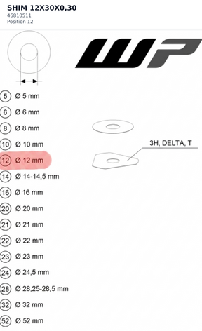 Diagram preview: SHIM 12X30X0,30 (46810511)