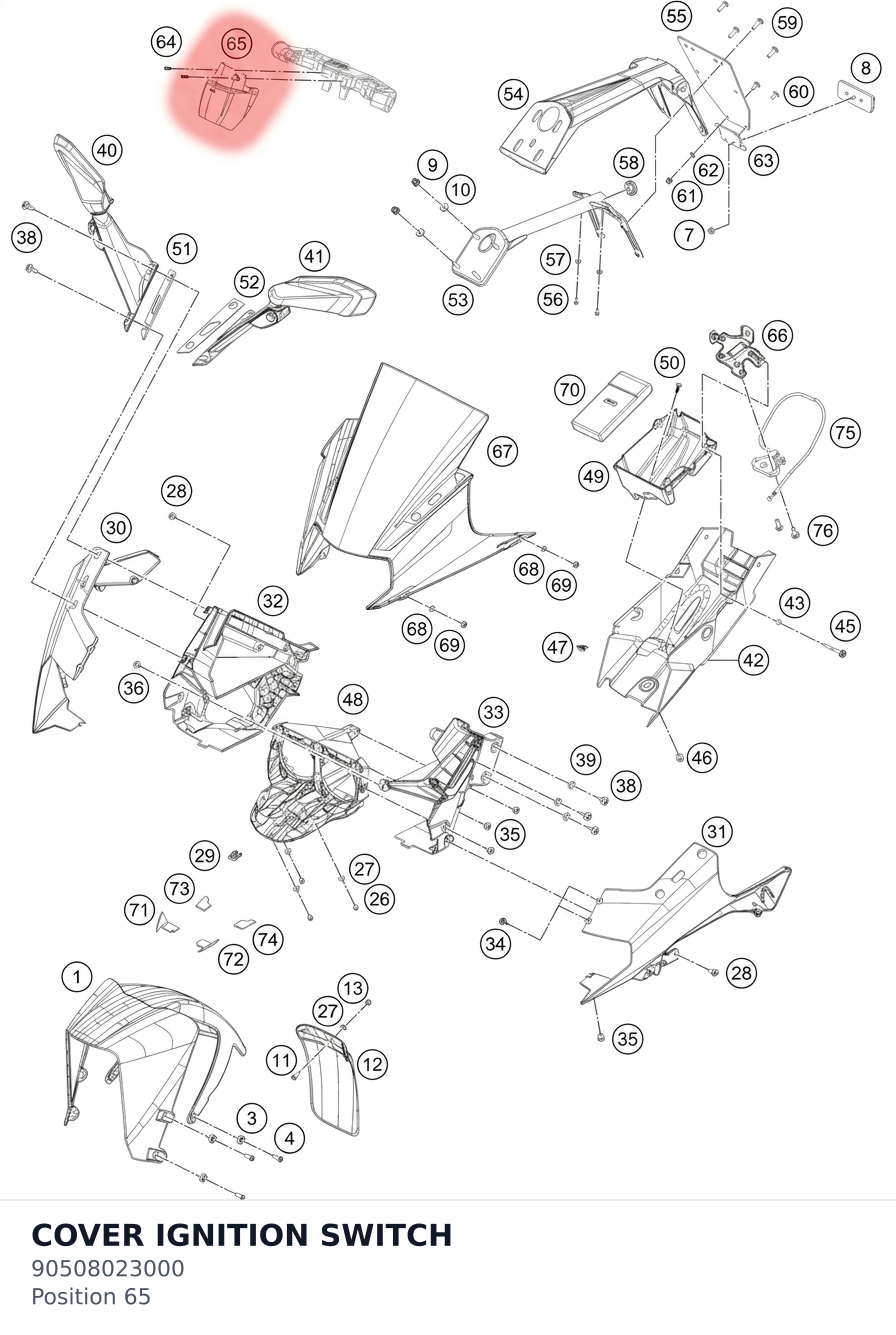 Diagram preview: COVER IGNITION SWITCH (90508023000)