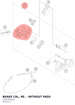 Diagram preview: BRAKE CAL. RE. - WITHOUT PADS (54813080101)