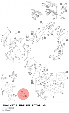 Diagram preview: BRACKET F. SIDE REFLECTOR L/S (69012080050)