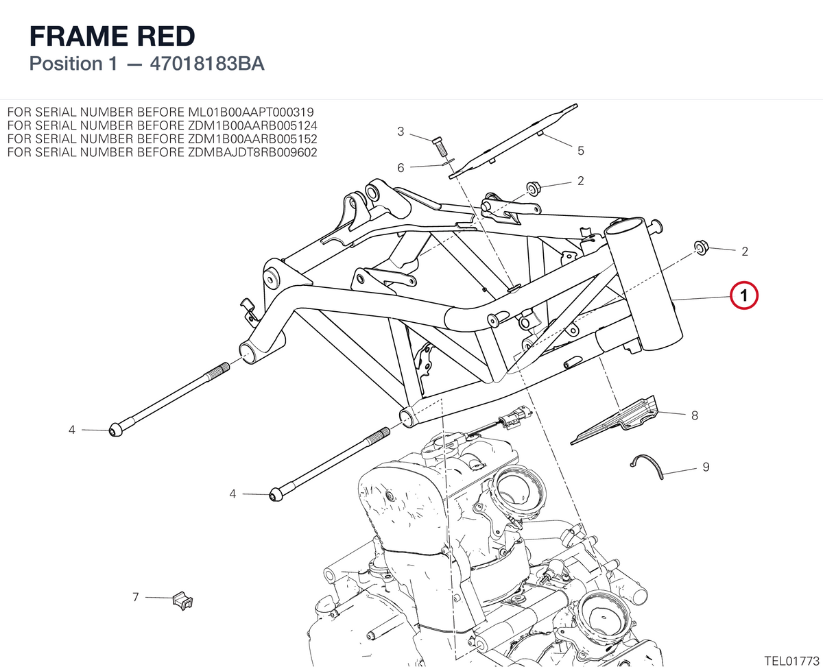 FRAME RED 47018183BA diagram position