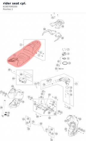 Diagram preview: rider seat cpl. (61907040200)