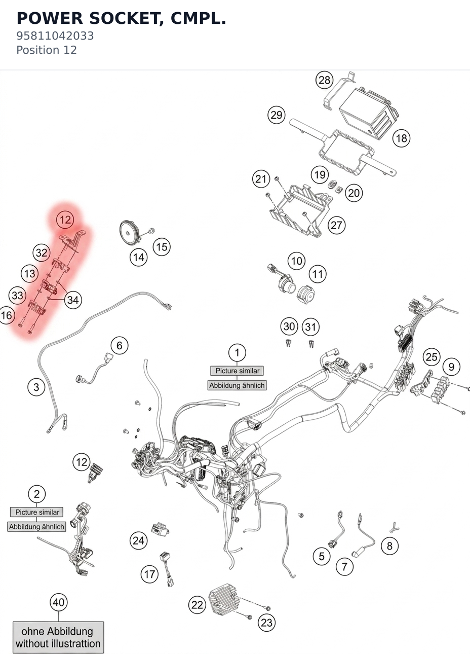 Diagram preview: POWER SOCKET, CMPL. (95811042033)