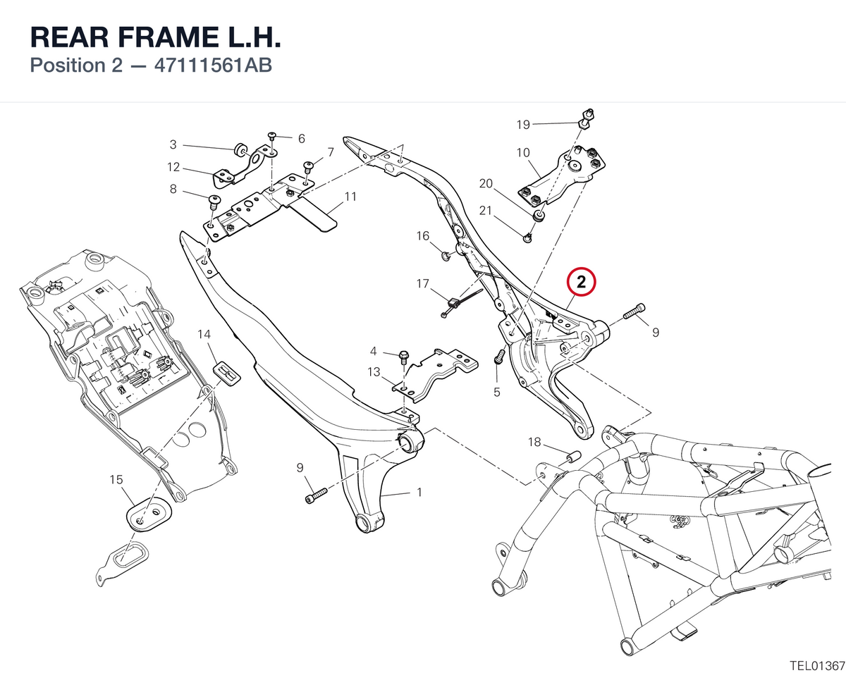 REAR FRAME L.H. 47111561AB diagram position