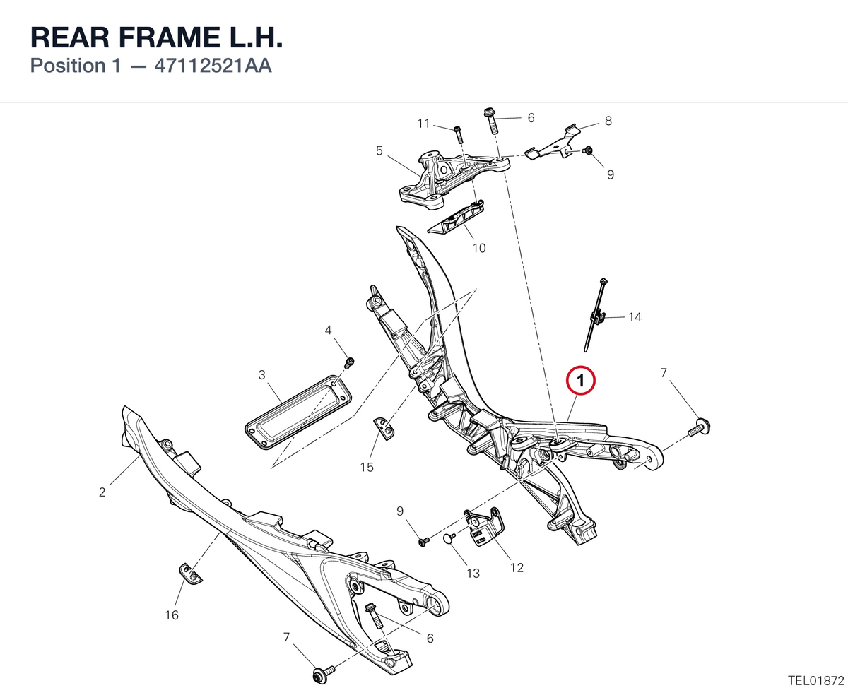 REAR FRAME L.H. 47112521AA diagram position