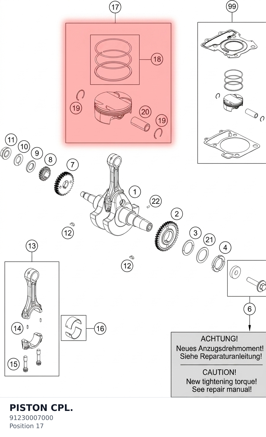 Diagram preview: PISTON CPL. (91230007000)
