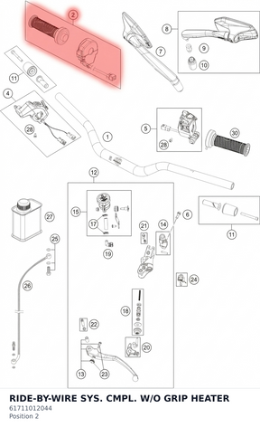 Diagram preview: RIDE-BY-WIRE SYS. CMPL. W/O GRIP HEATER (61711012044)
