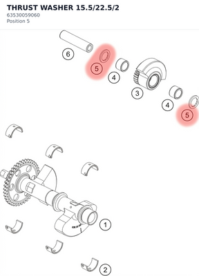 Diagram preview: THRUST WASHER 15.5/22.5/2 (63530059060)